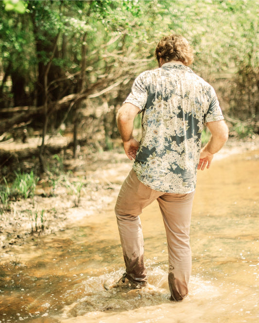 Ted hiking through Tupelo swamps