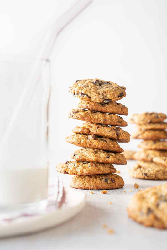 Oatmeal cookies and some milk.