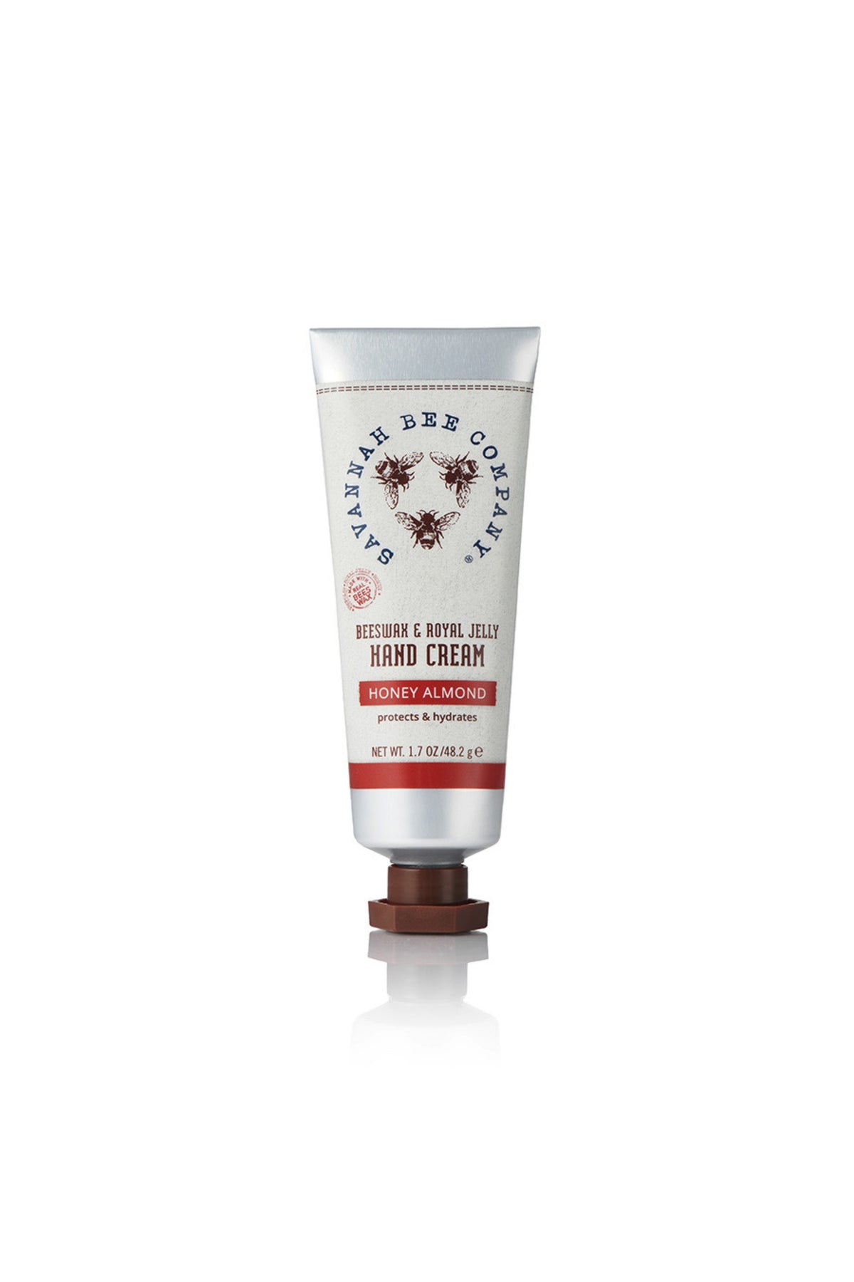 Honey Almond Beeswax & Royal Jelly Hand cream in a tube.